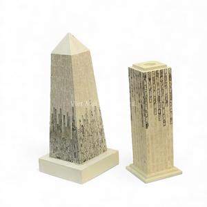 Sculpture de tour élégante en nacre faite à la main avec porte-bougie, ensemble décoratif en incrustation de coquillages pour la maison ou l'hôtel en provenance du Vietnam - Product Image 1