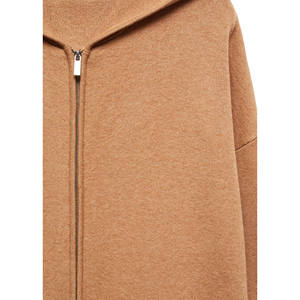 Wholesale Custom Full-Zip 100% Cotton <b>Hoodie</b> Blank Streetwear Fleece Winter <b>Women</b> Big Hood 280gsm Zip-Up Front Logo - Product Image 3