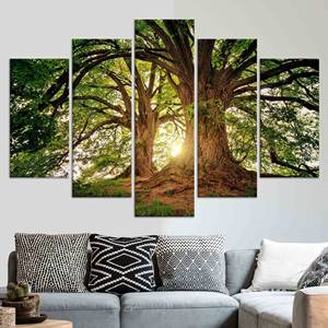 Toile imprimée : Impression photo d'arbre vert, Décoration murale style ferme, LOT DE 5 TOILES ASSORTIES - Product Image 1