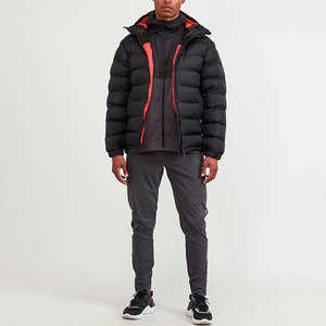 Veste matelassée pour homme en polyester blanc 90% avec col montant et logo frontal, fermeture éclair personnalisée - Product Image 3