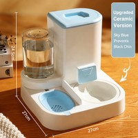 Distributeur d'eau automatique pour chat en céramique 2 en 1, bol d'alimentation pour animaux de compagnie, séparation sèche et humide, chats d'intérieur