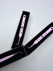 Pince à épiler pour cils GETUP BROSONS IMPEX de haute qualité, en acier inoxydable doré, à pointe lisse, avec poignée diamantée, couleurs plasma - Product Image 2