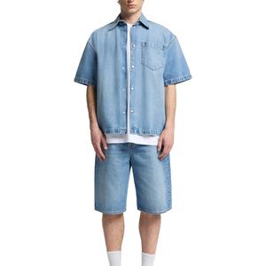 Conjunto de Dos Piezas para Hombre, Estilo Casual Urbano, Chaqueta de Felpa Sólida, Tallas Grandes, Transpirable, de Secado Rápido, con Parches y Pantalones Cortos para Verano - Product Image 4