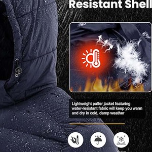 Veste matelassée pour homme avec col à capuche amovible, personnalisable, légère, respirante, imperméable, isolée, coupe-vent, vêtement d'hiver - Product Image 5