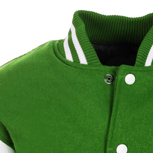 2025 chaqueta Letterman estilo de fútbol de escuela secundaria cuerpo de lana verde manga de cuero blanco CollegeBaseballjacket para hombres envío DDP - Product Image 3