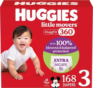 Pañales para Bebé Huggies Talla 3, Little Movers HuggFit 360 °   Pañales para Bebé con 360 unidades °   Cinturón elástico (16-28 lbs), 168 unidades (3 paquetes de 56) - Product Image 5