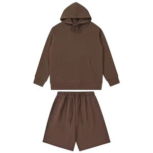 Customized Logo Sun Faded Men Hoodie And Short <b>Sets</b> Fashionable Vintage Hoodie Short <b>Sets</b> 100% Cotton Hoodie and Shorts <b>Set</b> - Product Image 4