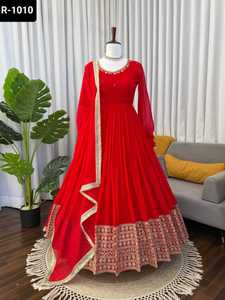 Dernières femmes vêtements de mariage Georgette matériel Anarkali robes avec codage Dori avec Sequnce robes de travail avec Dupatta ensemble pour les femmes - Product Image 2