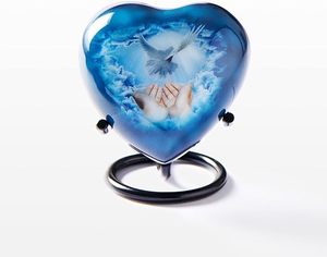 Urne souvenir en métal en forme de coeur avec support pour cendres d'animaux domestiques Urne en métal pour souvenirs d'amour avec le dernier fini au prix de gros - Product Image 1