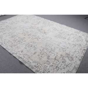 พรมตุรกี ขนาด 6.5x10.1 ฟุต พรมวินเทจ พรมขนสัตว์สีขาวลายอิคัต - Product Image 2