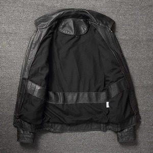 เสื้อโค้ทหนังแกะสีน้ำตาลแนววินเทจแจ็คเก็ตบอมเบอร์สำหรับผู้ชายเสื้อแจ็คเก็ตผ้าใบแบบย้อนยุคเสื้อผ้าสีน้ำตาลสไตล์วินเทจ - Product Image 2