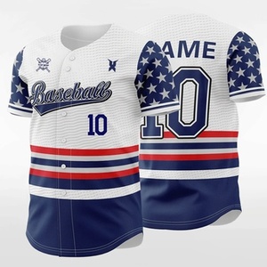 Nouveau maillot de baseball personnalisé à manches courtes avec drapeau américain pour hommes, impression personnalisée, col rond - Product Image 4