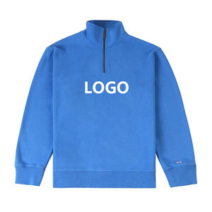 Sudaderas de lana de invierno con media cremallera para hombre con logotipo personalizado OEM, Jersey grueso con capucha, chaquetas de exterior con media cremallera - Product Image 4