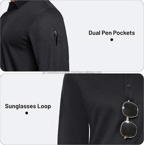 Camiseta de manga larga de secado rápido para hombre, camiseta bordada antiarrugas transpirable, sólida para Golf informal XL - Product Image 5