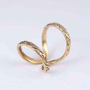ANENJERY Joyería Geométrica Impermeable Chapada en Oro de 18K Anillo Abierto de Doble Capa Hueco para Mujer - Product Image 4