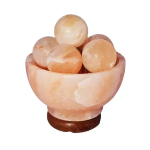 2024 all'ingrosso fatta a mano lampada di sale himalayano di cristallo rosa Base ciotola di forma himalayana sale ciotola di fuoco forma di salgemma lampada