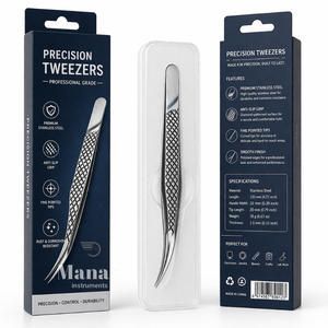 Pince à épiler de précision courbée en acier inoxydable, pince à épiler pour extensions de cils, pointe fine, poignée antidérapante, outil professionnel - Product Image 6