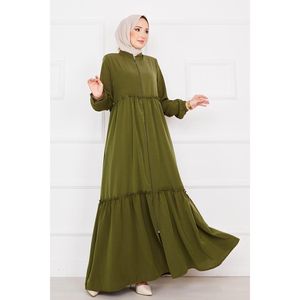 Khaki Elastic Sleeve Drawstring Hijab <b>Abaya</b> Durable Neckerchief - Product Image 1