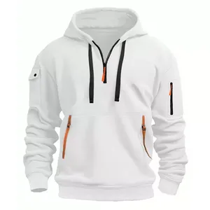 Everyday Comfort Meets Unique Customization Bold <b>White</b> <b>Hoodie</b> with Stylish Zipper Personalize Your Clothing - Product Image 3