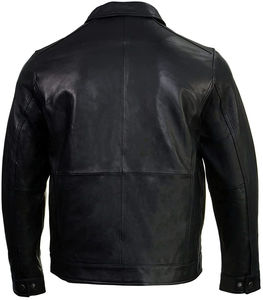 Veste en cuir de vache personnalisée 2025 pour hommes veste de moto authentique de haute qualité conception sans col pour veste pour hommes - Product Image 3