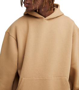 New Arrival Wholesale Warm Winter Hooded Pullover Hoodies OEM Embroidery logo High GSM <b>Thick</b> <b>Fleece</b> Solid Brown 100% Cotton Men - Product Image 2