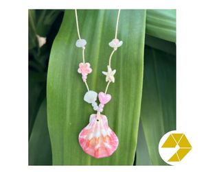 Collar de concha marina costera de verano Gargantilla de perlas Pulsera de estrella de mar Collar de concha marina hecho a mano Perla tropical Joyería de estrella de mar - Product Image 1