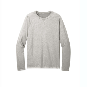 Haut en coton moderne et confortable pour homme T-shirt gris à col rond et à manches longues coupe ajustée Tissu tricoté pour superposition avec service OEM - Product Image 1