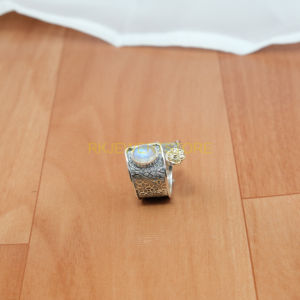 Natural Blue Fire Rainbow Moonstone <b>Ring</b> Handmade Adjustable 925 Sterling Silver <b>Statement</b> <b>Ring</b> Unique Moonstone Jewelry - Product Image 2