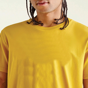 Camiseta amarilla lisa de gran tamaño para hombre de primera calidad, mezcla de algodón de ajuste holgado, logotipo personalizado, ropa informal ecológica de 180g, ropa de calle a la moda - Product Image 5