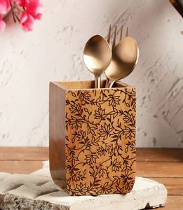 Gul Sheesham & Beech Wood Cutlery Holder Sheesham & Mango Wood Wooden Utensil Caddy Countertop Cutlery Holder - Product Image 2