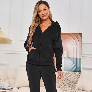 Women's Lightweight Eco-friendly Breathable Velour 2-Piece Sweatsuit Quick Dry Winter <b>Tracksuits</b> with Rhinestone Technics - Product Image 1