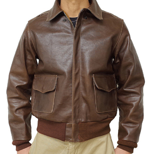 Chaqueta de Cuero Estilo A2 para Hombre, Chaqueta de Piloto Retro de Cuero Genuino, Chaqueta de Cuero de Aviador RAF Estadounidense - Product Image 5
