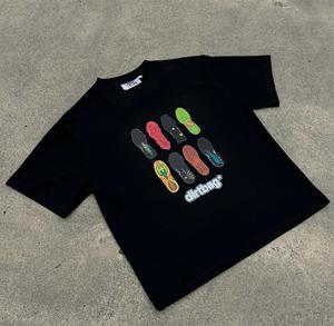 Camisetas de algodón pesado de 250gsm, ropa de calle con estampado gráfico Vintage de gran tamaño, estilo comprimido de talla grande para un ajuste cómodo - Product Image 1