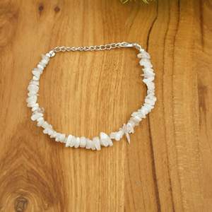 Pulsera de cuentas de piedra lunar blanca con cadena plateada, estilo bohemio, regalo de joyería unisex - Product Image 3