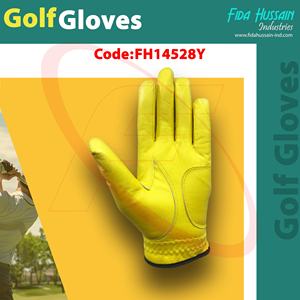 Gants de golf en cuir souple de qualité supérieure durables et respirants fabriqués au Pakistan en couleur jaune Gants de golf Guantes deportivos - Product Image 4
