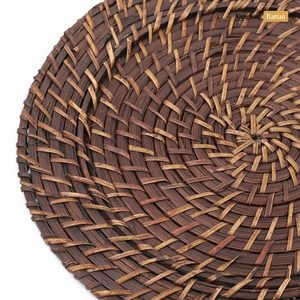 Vente en gros rétro bambou pour chargeur assiette tapis classique marron tissé à la main vaisselle de mariage tampon tissé en osier durable pour écologique - Product Image 3
