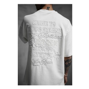 Chemises en tricot surdimensionnées pour hommes 100% coton imprimées Streetwear Vêtements de fitness Logo Grande taille Longueur longue Respirant Écologique - Product Image 1