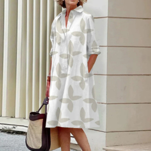 2025 autunno nuovo prodotto, alla moda ed elegante abito <span class=keywords><strong>Midi</strong></span> con collo a pois stampato a maniche lunghe - Product Image 5