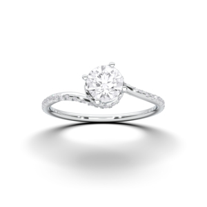 Anillo de compromiso de moissanita de 0,87 quilates de corte redondo, Juego de puntas de diamante de moissanita de quilates, hecho en plata de ley para mujer - Product Image 5