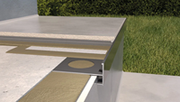 Profil de nez de marche Renoplast SC1 moderne en aluminium étanche avec drainage pour sols en céramique à bord unique - 200 cm 12 mm à emboîtement