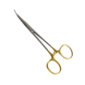 Meilleure qualité 5.5 pouces demi-or pince incurvée manuel hémostat verrouillage moustique acier métal avec anneau en or incurvé - Product Image 1