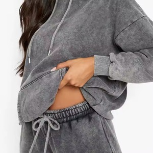 2025, ropa informal, conjuntos de chándales de gran tamaño para mujer, chándal de dos piezas con logotipo personalizado Asid Wash, ropa de entrenamiento, ropa para correr - Product Image 6