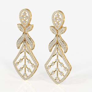 ต่างหูทองคำ 14k ประดับเพชรโมอิสซาไนต์รูปทรง Celestial Bow - Product Image 3