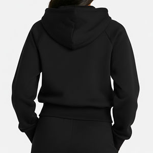 Achetez un sweat à capuche zippé vintage surdimensionné en molleton épais délavé à l'acide pour femme, avec poche, style streetwear - Product Image 5
