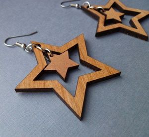 Pendientes de gota exagerados bohemios de alta calidad, Pendientes colgantes de cuentas de madera con borla larga geométrica Vintage para mujer - Product Image 3