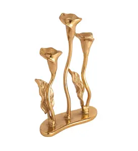 Bougeoir décoratif plaqué or Cylindre aluminium et verre Éclairage de table pour la décoration intérieure et les cadeaux - Product Image 3