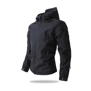 Veste Softshell Style Léger Full Zip Imperméable Coupe-Vent Respirant Doublé en Polaire Imprimé à Capuche - Product Image 2