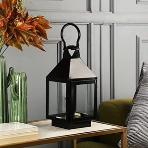 Lanterne suspendue en métal d'extérieur, style moderne minimaliste, porte-bougie pour jardin, cour, camping et décoration de Noël - Product Image 2