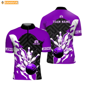Uniformes d'équipe de bowling imprimés personnalisés SAMAVIA Chemises sublimées respirantes légères pour un usage professionnel - Product Image 2