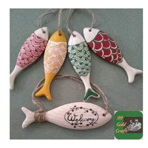 Talla de Peces de Madera de Vietnam, Decoración Rústica Hecha a Mano para el Hogar, Juguete de Pintura DIY para Niños, Regalo Perfecto para Decoración Costera - Product Image 6